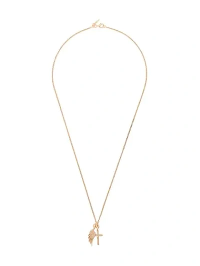 Shop Emanuele Bicocchi Cross Wing Pendant Necklace In Gold