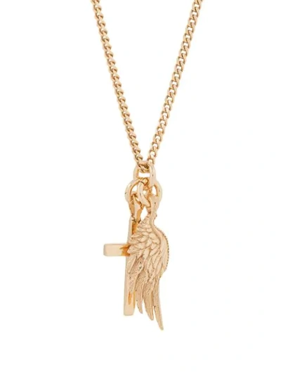 Shop Emanuele Bicocchi Cross Wing Pendant Necklace In Gold