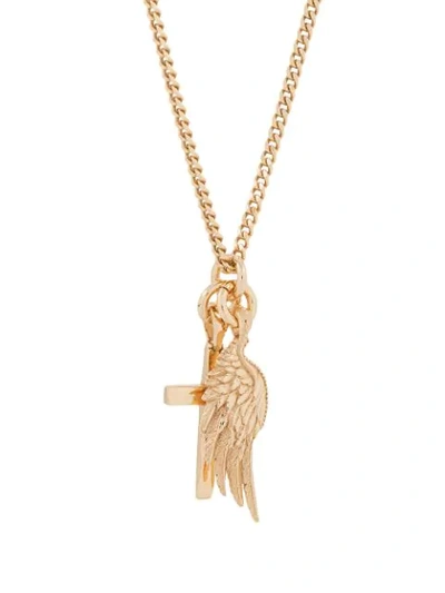 Emanuele Bicocchi Cross Wing Pendant Necklace In Gold