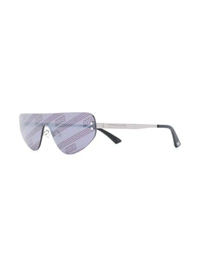 Shop Mcq By Alexander Mcqueen Logo Print Single-lens Sunglasses In Silver