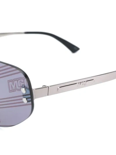 Shop Mcq By Alexander Mcqueen Logo Print Single-lens Sunglasses In Silver