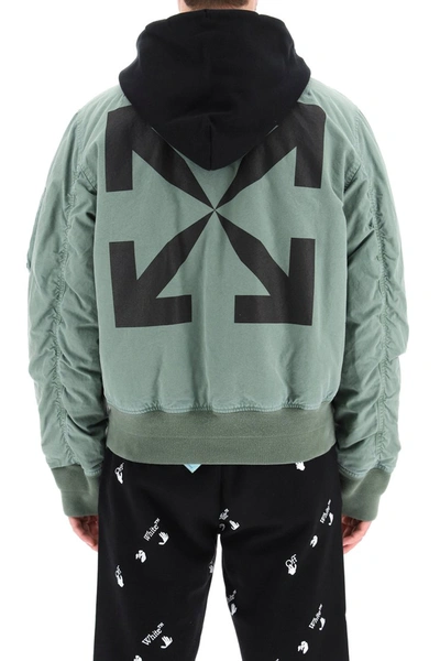 Shop Off-white Vintage Bomber Jacket With Logo Band In Green Black