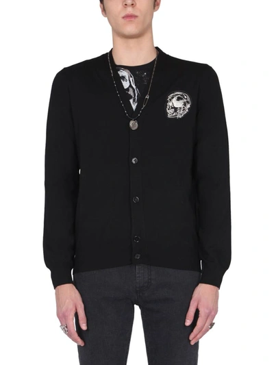 Shop Alexander Mcqueen Cardigan With Biker Graphics In Black