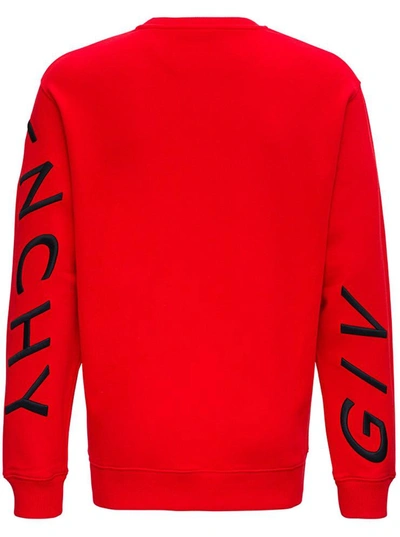 Shop Givenchy Red Cotton Sweatshirt With Refracted Logo Print