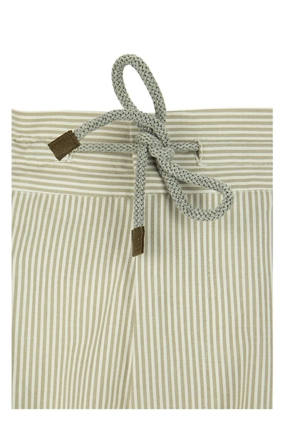 Shop Brunello Cucinelli Comfort Cotton Striped Textured Fabric Leisure Fit Trousers With Drawstring And P In Light Brown