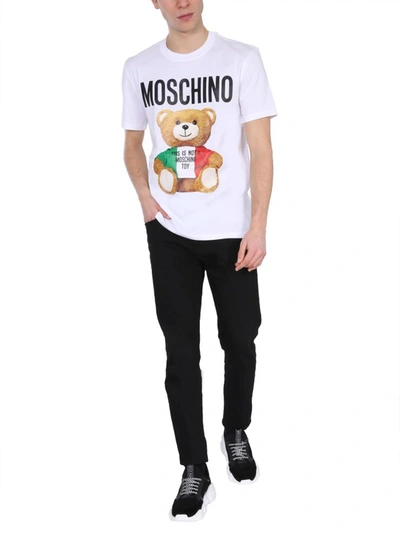 Shop Moschino Crew Neck T-shirt In White