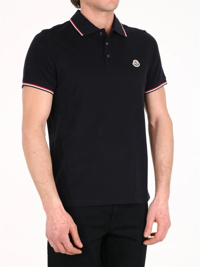 Shop Moncler Polo Shirt Blue