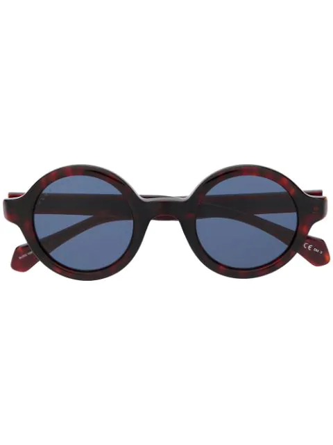 Hugo Boss Dark Havana Round Sunglasses With Logo In Brown | ModeSens