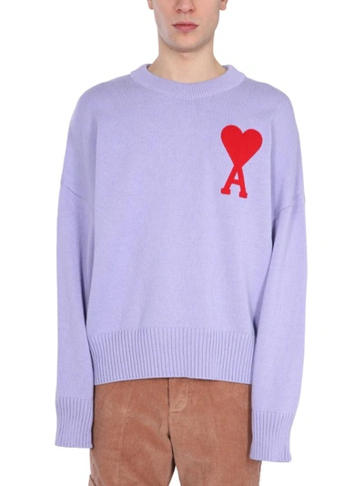 Shop Ami Alexandre Mattiussi Crew Neck Sweater In Lilac