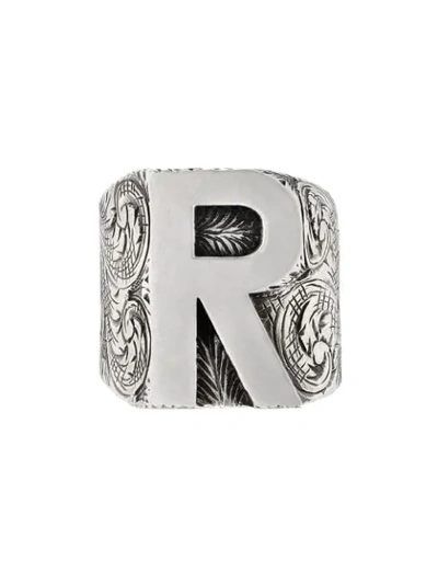 Shop Gucci R Letter Ring In Silver