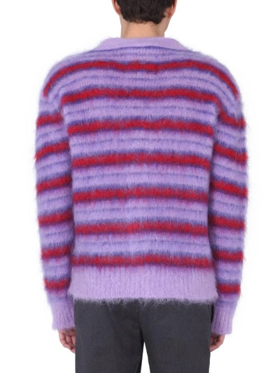 Shop Marni Mohair Cardigan In Purple