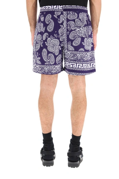 Aries Purple Bandana Print Bermuda Shorts In Blue