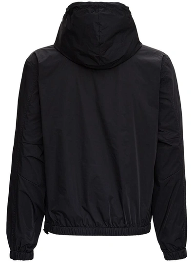 Shop Givenchy Black Nylon Hooded Jacket With Logo