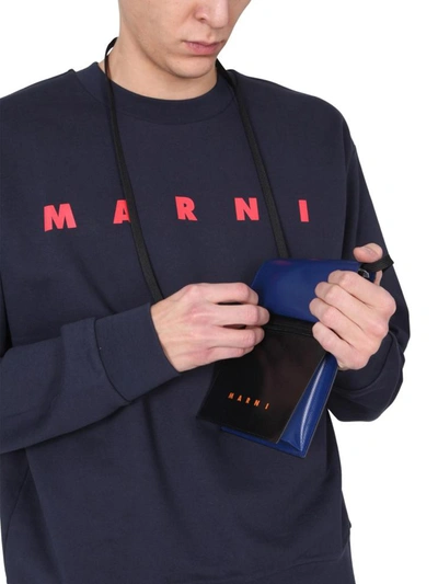 Shop Marni Crew Neck Sweatshirt In Blue