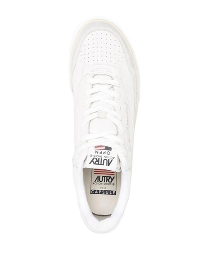 Shop Autry Leather Sneakers With Logo In White