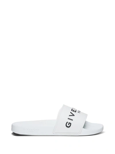 Shop Givenchy Rubber Slide Sandals With Logo In White