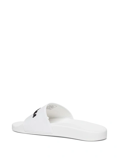 Shop Balenciaga White Rubbe Slide Sandals  With Logo