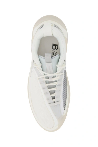 Shop Balmain B Runner Sneakers In White Grey