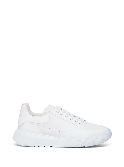 Shop Alexander Mcqueen Curt White Leather Sneakers