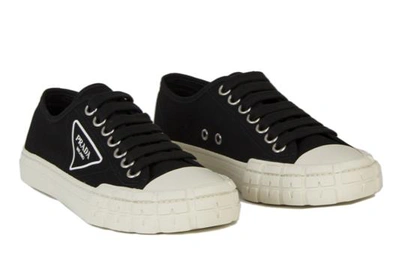 Shop Prada Sneakers In Nero+avorio