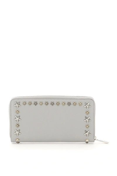 Shop Jimmy Choo Pippa Zip Around Wallet Star Studs In Moonstone Mix