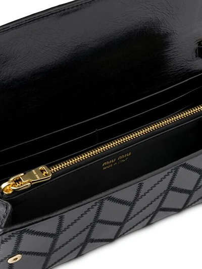 Shop Miu Miu Leather Wallet With Shoulder Strap In Black