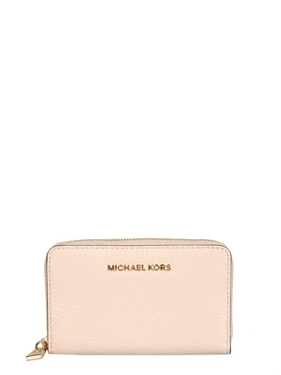Shop Michael Michael Kors Compact Card Holder With Logo In Pink