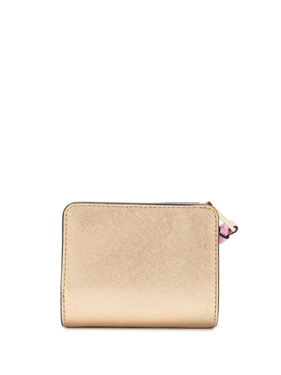 Shop Marc Jacobs Compact Wallet In Bicolor Leather With Logo In Black