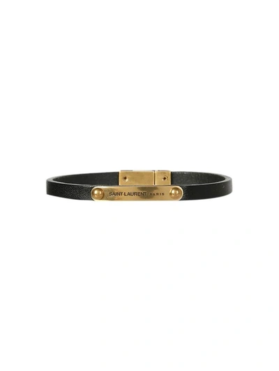 Shop Saint Laurent Bracelet With Logo Plate In Black