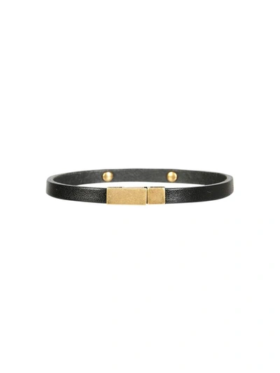 Saint Laurent Engraved Logo Plaque Bracelet In Black