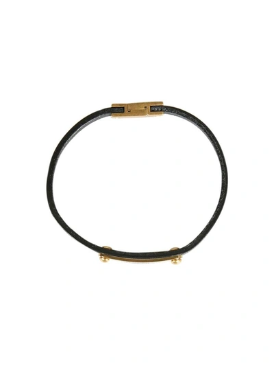 Saint Laurent Engraved Logo Plaque Bracelet In Black