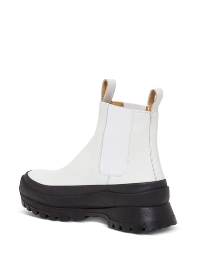 Shop Jil Sander Chelasea Leather Ankle Boots With Vibram Sole In White