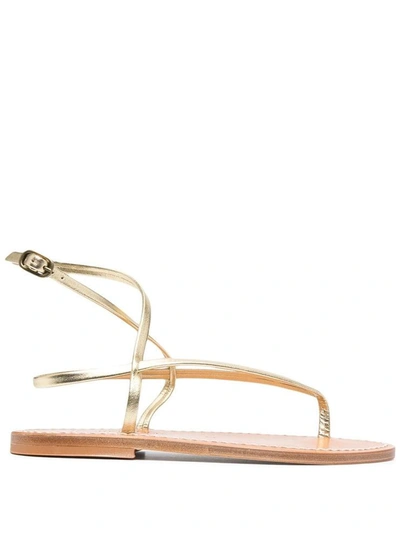 Shop Kjacques Liminated Leather Sandals In Metallic
