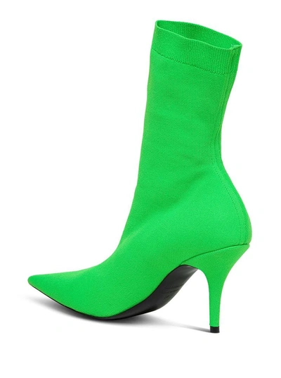 Shop Balenciaga Knife Ankle Boots With Logo In Green