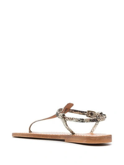 Shop Kjacques Python Print Leather Sandals In Beige