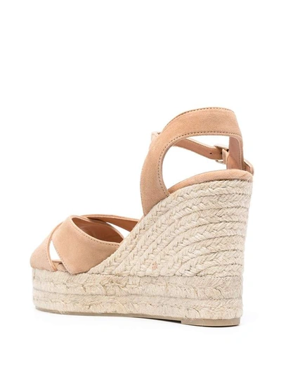 Castaã±er Blaudell Wedge Straw Shoes In Brown
