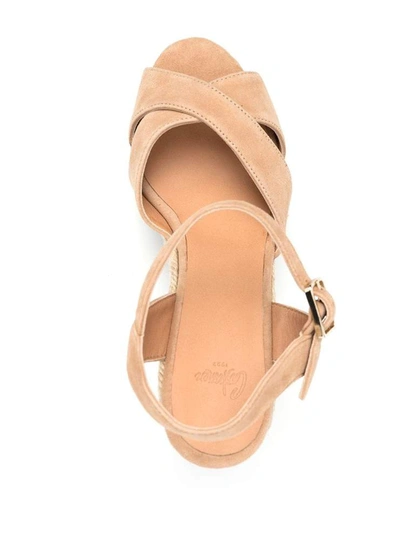 Castaã±er Blaudell Wedge Straw Shoes In Brown