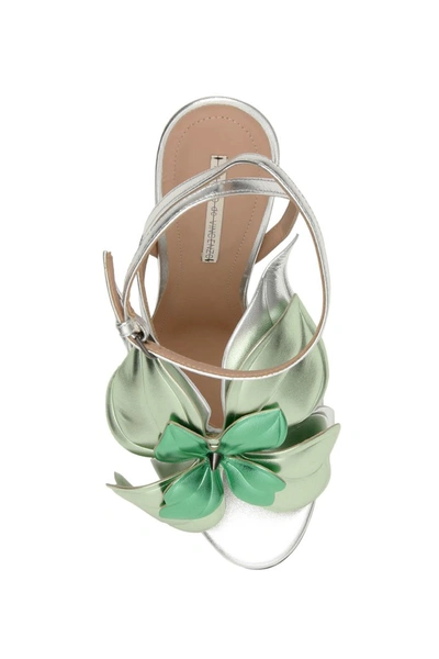 Shop Marco De Vincenzo Laminated Leather Sandals With Flower In Silver