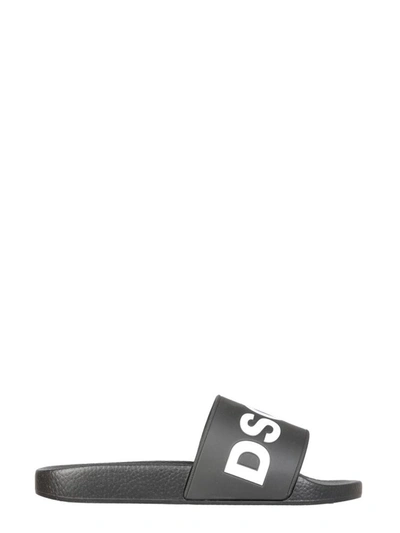 Shop Dsquared2 Slide Sandals With Logo In Black