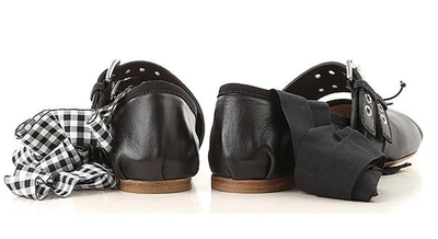 Shop Miu Miu Leather Ballerinas With Belts In Black