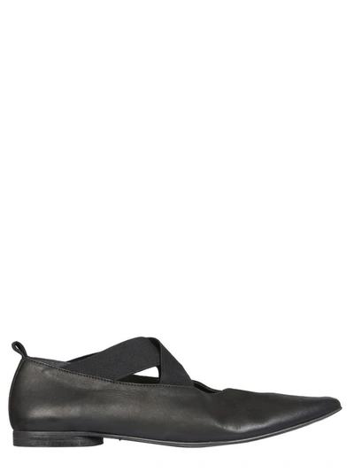 Uma Wang Crossover-straps Pointed Ballerina Shoes In Black