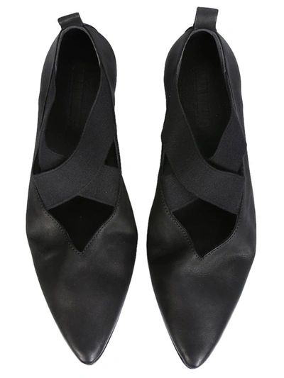 Uma Wang Crossover-straps Pointed Ballerina Shoes In Black