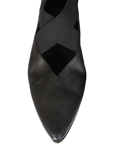 Uma Wang Crossover-straps Pointed Ballerina Shoes In Black