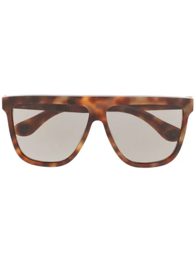 Shop Gucci Tortoiseshell-effect Square Tinted Sunglasses In Brown