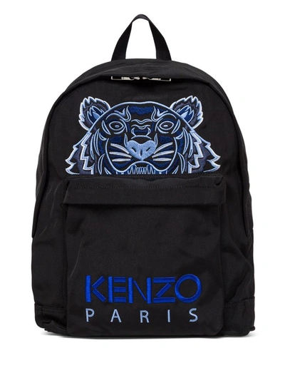 Shop Kenzo Nylon Backpack With Tiger Logo In Black