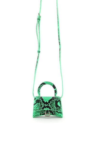 Shop Balenciaga Hourglass Top Handle Mini Bag In Fluo Green L Black