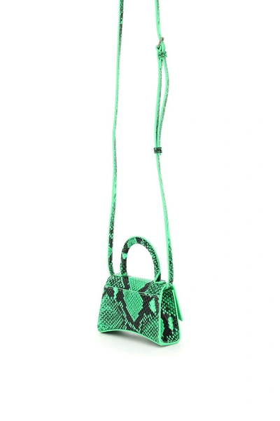Shop Balenciaga Hourglass Top Handle Mini Bag In Fluo Green L Black