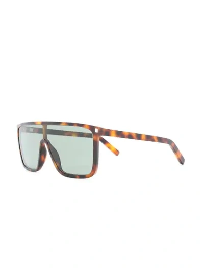 Shop Saint Laurent Sl364 Navigator-frame Sunglasses In Brown