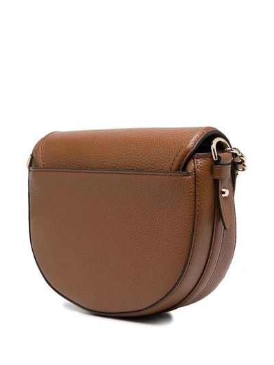 Shop Michael Michael Kors Jet Set Crossbody Bag In Brown Leather With Logo In Beige