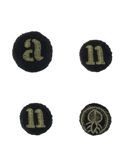 Shop Ann Demeulemeester Embroidered Typography Brooches In Black